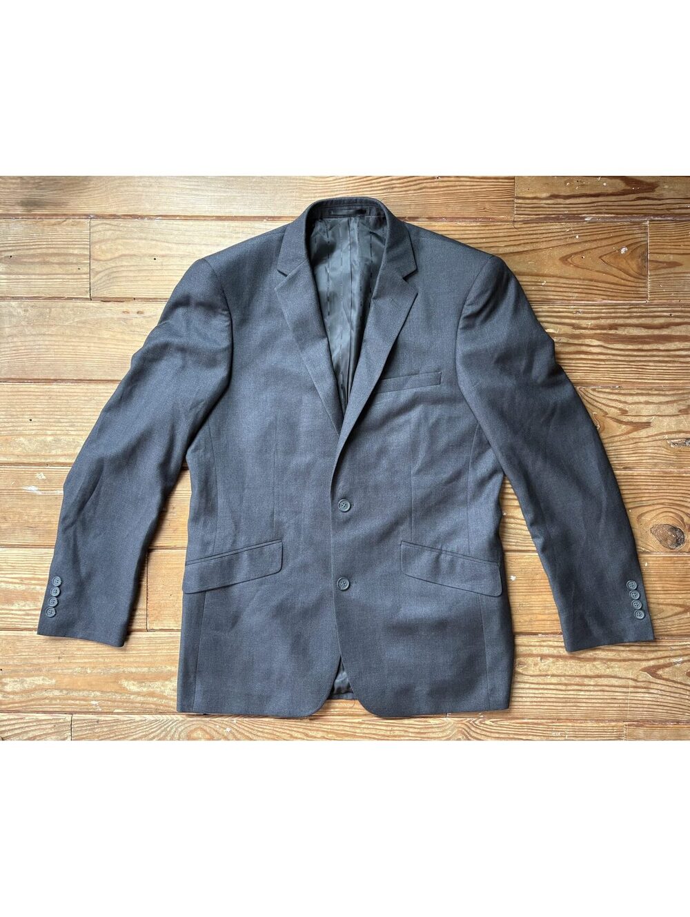 Renoir Men’s 40R Charcoal Gray Slim Fit 2 Button Suit Jacket Blazer